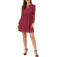thumbnail image 2 of MODA NOVA Juniors Gilding Star Choker V Neck Long Sleeves Above Knee Dress, 2 of 7