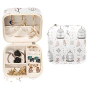 OWNSPRING Hanging Birdcage with Flowers Pattern Jewelry Box: Travel-Portable Square Organizer Box for Rings, Earrings, Necklaces, Bracelets - Suitable for Girls and Women