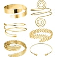 thumbnail image 1 of Juego de 6 brazaletes para la parte superior del brazo, brazaletes y pulseras ajustables de plata y oro para mujer, 1 of 5