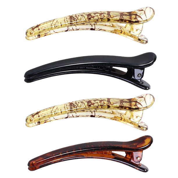 4 pinzas para el pelo de plástico brillante con forma de pico de pato, con nudos de dientes de cocodrilo, para mujeres y niñas (colores variados).