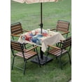 thumbnail image 5 of Square Outdoor Tablecloth with Umbrella Hole 4th of July Outside Table Cloth Waterproof Patio Table Cover Independence Day Spring Floral US Flag Retro Zipper Tablecloths for Picnic Camping 60x60 Inch, 5 of 8