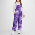 thumbnail image 2 of SELONE Girls Wide Leg Overalls Big Kids Fleece Sleeveless Jumpsuit Color Block Trousers with Pockets Fall Winter Outwear, 2 of 8