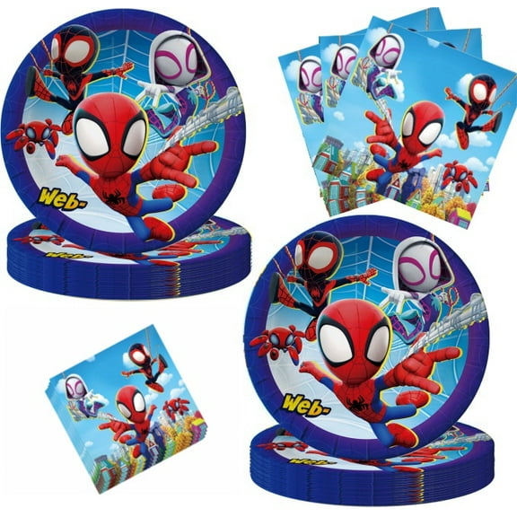 40pcs Spidey Party Supplies Include 20 Plates, 20 Napkins for the Spidey Birthday Party Decoration