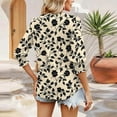 thumbnail image 5 of Spring Summer 3/4 Length Sleeve Tops Floral Printed T-Shirt Henley Neck Tee Short Sleeve Shirts Smocked Cuffed Sleeve Tunic Blouses Comfort Casual Tee Shirts Going Out Blosues, 5 of 6