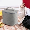 thumbnail image 3 of Bolsa de almuerzo portátil de gran capacidad con aislamiento de tela Oxford, impermeable, organizador de almacenamiento, color gris claro, 3 of 14