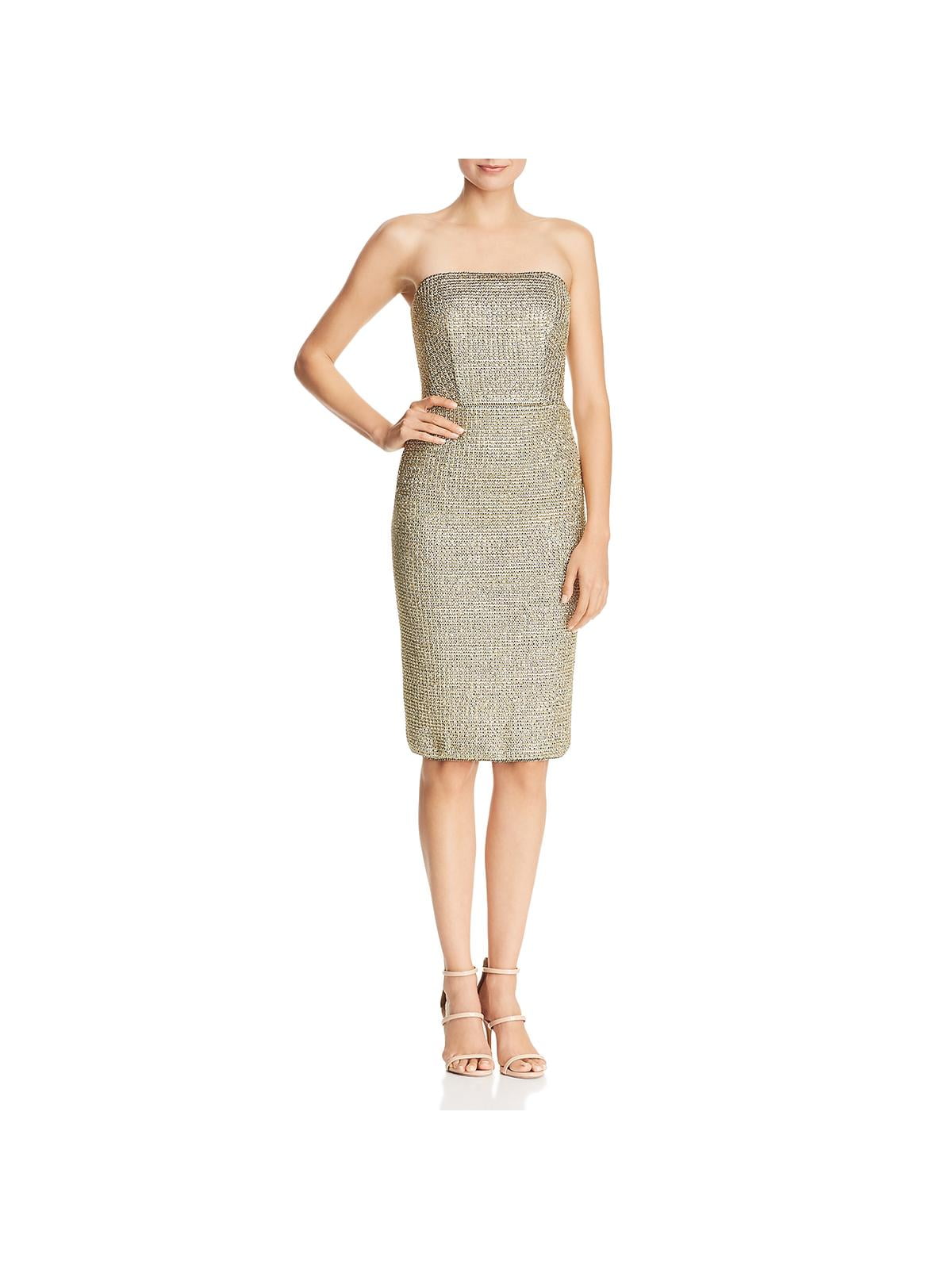 metallic strapless dress