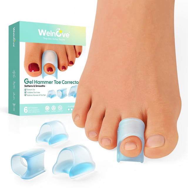 Welnove Corrector de dedo en martillo - 6 PCS Férulas para los dedos del pie Realinean los dedos doblados, rizados y torcidos en forma de martillo - Alisadores de dedos para hombres y mujeres elegible