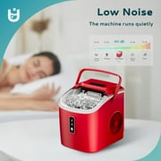 EUHOMY Countertop Ice Maker 26 lbs/Day Portable Self-Cleaning, 9 Bullet Ice in 6 Min, Red