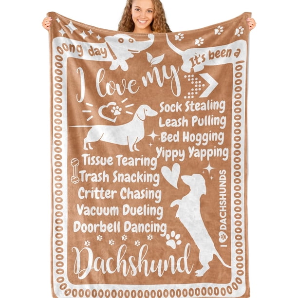 LHSHID Dachshund Gifts for Women Dachshund Flannel Blanket for Dachshund Lovers Owners Soft Throw Blanket for Adults Brown Long 30x40in
