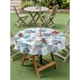 thumbnail image 4 of Outdoor Tablecloths with Umbrella Hole & Zipper, Blue Teal Coastal Round Tablecloths 60 Inch, Coral Starfish Seaside Summer Beach Waterproof Table Cloth, Patio/Pool/Picnic Table Covers, 4 of 8