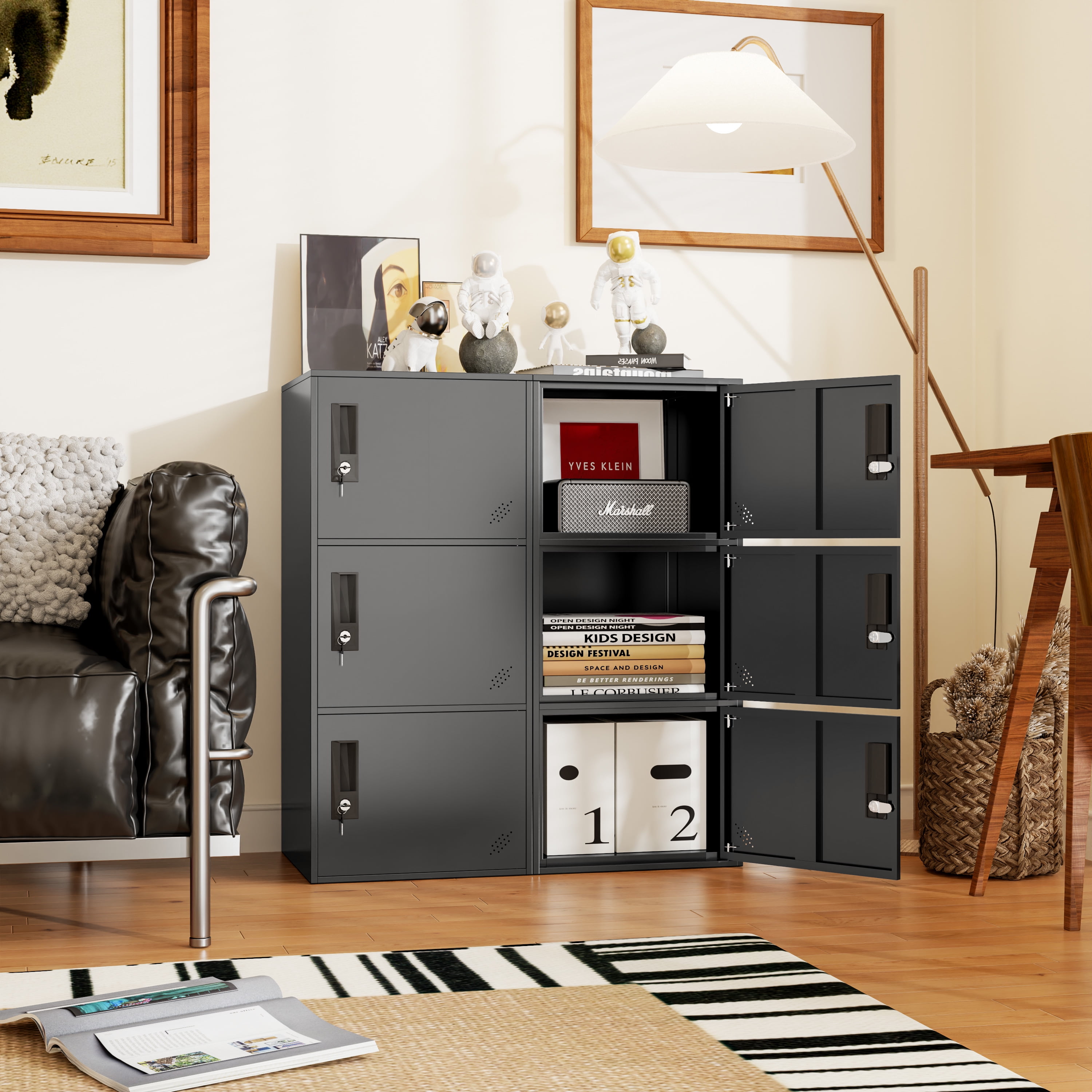 3 Door Vertical Stackable Storage Cabinet with Lock,Anti-Failing Device, Metal Lcoker,Organizer for Office, Home, Gym, School,Employee,Kids.