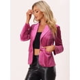thumbnail image 3 of Chaqueta de terciopelo de oficina frontal con botón de solapa con muesca vintage para mujer Rosa Caliente XL, 3 of 6