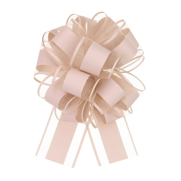 10pcs 6 Inch Large Big Pull Bow Organza Gift Wrapping Bows Ribbon for Wedding Car Christmas Bow, Pale Pink