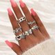 thumbnail image 4 of Conjunto De Anillos Vintage Para Mujer, Moda Retro Mariposa Amor Cabeza Hueso Hueco Hacia Fuera Anillos Para Nudillos, Regalos De Joyería Para Mujer 6 Uds Kearding AP005797-00, 4 of 6