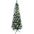 thumbnail image 1 of Prelit Artificial Pencil Christmas Tree, Snow Flocked Skinny Trees with Pine Cone Decoration 5FT, 1 of 7