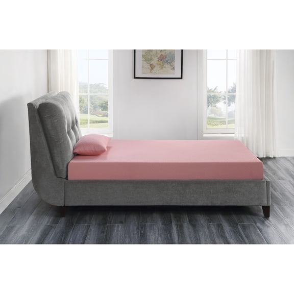 7 Inch Full Mattress and Pillow Set Christmas Gift Gel-Infused Memory Foam Mattress Breathable Fabric Pink Mattress in a Box