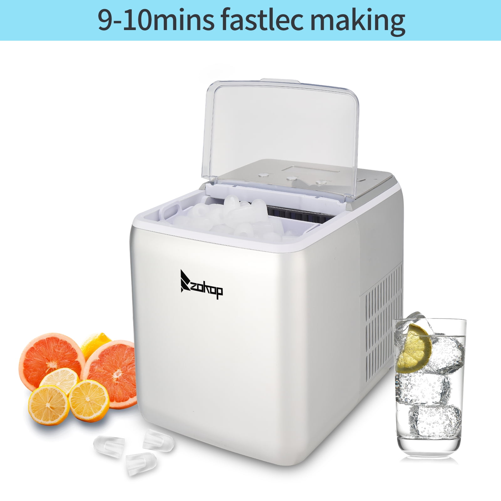 Lowestbest Portable Ice Maker, 24-Hour Countertop Ice Maker, Compact Automatic Ice Maker