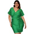 thumbnail image 1 of Vestido de satín con strech talla extra, modelo 0906 (Verde) verde 42 Roman Fashion Vestido extra 0906, 1 of 7