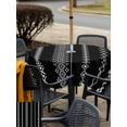 thumbnail image 5 of Outdoor Tablecloth with Umbrella Hole for Patio/Picnic/Party/Camping, Black Boho Waterproof Table Cloth Square Cover Washable, Ethnic Tribe Striped Vintage (54"x 54"), 5 of 9