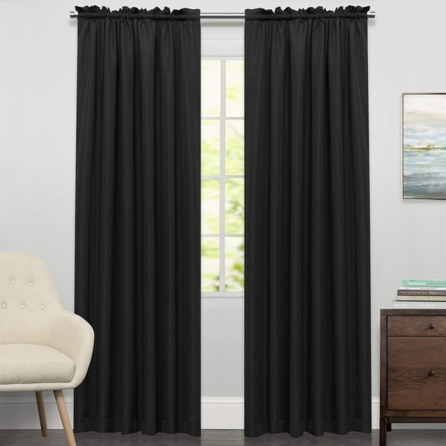 Cortinas de ventana Sweet Home Collection Ribcord, color negro, 160 x 160 cm