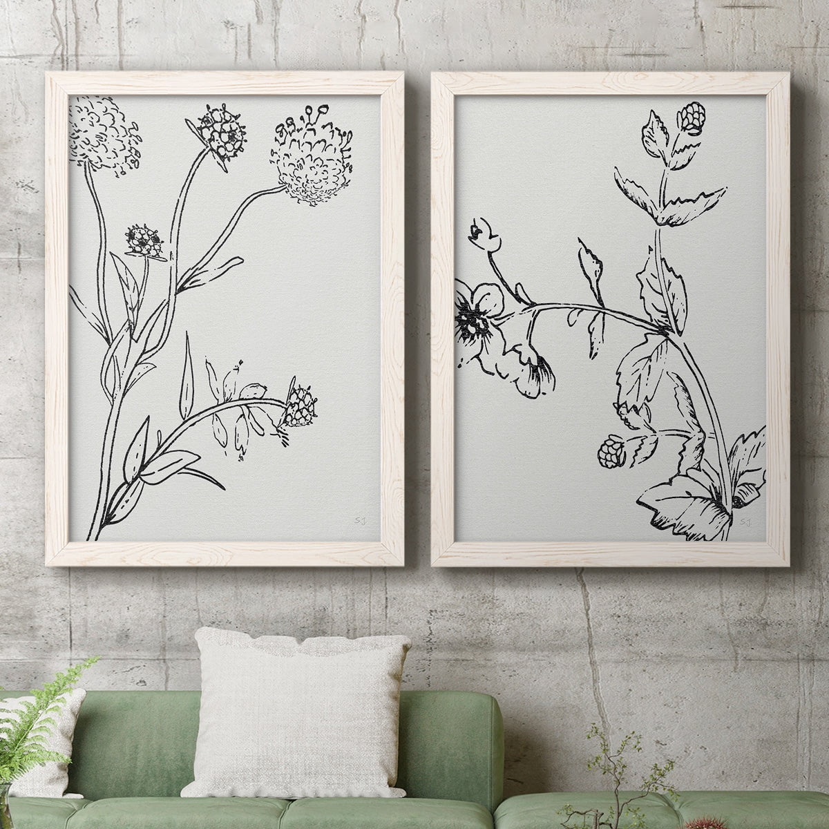 Botanical Study I - Premium Framed Canvas 2 Piece Set - Ready to Hang