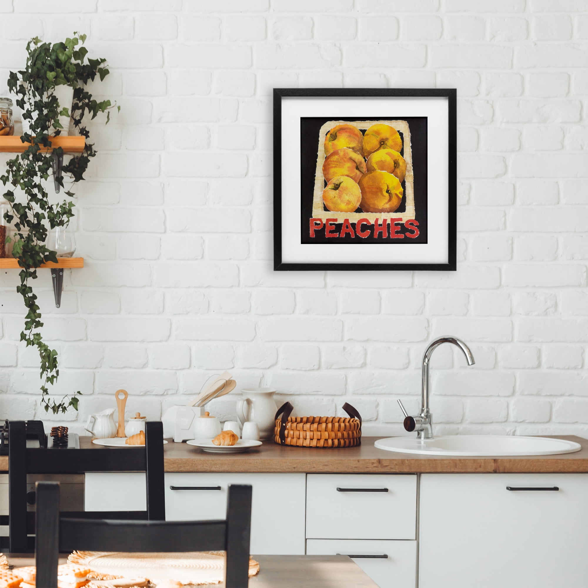 Stupell Industries Collaged Garden Peaches Black Framed Print Under Glass, design by Nancy Overton