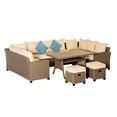 thumbnail image 2 of Outsunny Patio Furniture Sectional Sofa w/ Ottomans & Table, Khaki, 2 of 9