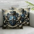 thumbnail image 3 of BCIIG  Medieval Throw Pillow Cushion Cover, Heraldic Design from Middle Ages Coat of Arms Crown Lions and Swirls, Decorative Square Accent Pillow Case,, 3 of 5