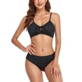 thumbnail image 1 of Traje de baño de 2 piezas para mujer, conjunto de Bikini de cintura alta con nudo trenzado transpirable a la moda para nadar en la playa, negro XL, 1 of 6