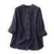 thumbnail image 1 of mfyjkho Tops Casuales Para Mujer, Blusa De Lino Sintético Para Mujer, Color Liso, Con Mangas 3/4, Botones Y Cuello Alto, Moderna Tops De Tallas Grandes Xl, 1 of 8