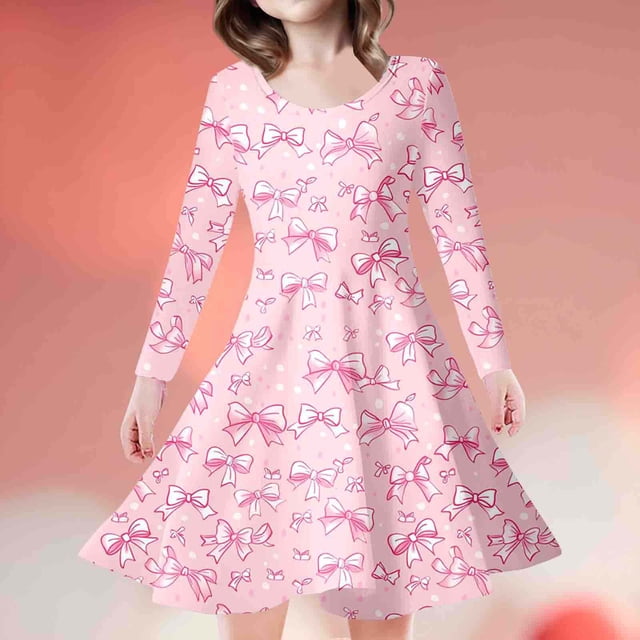 XEGLSBU Cuhk Robe de Princesse de Fête pour Fille/enfant à Imprimé Nœud