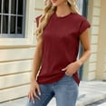 thumbnail image 2 of Giftesty womens Tops On Sale Under $5 Women's Fashion Solid Round Neck Short Sleeves Casual T-Shirt Loose Top, 2 of 4
