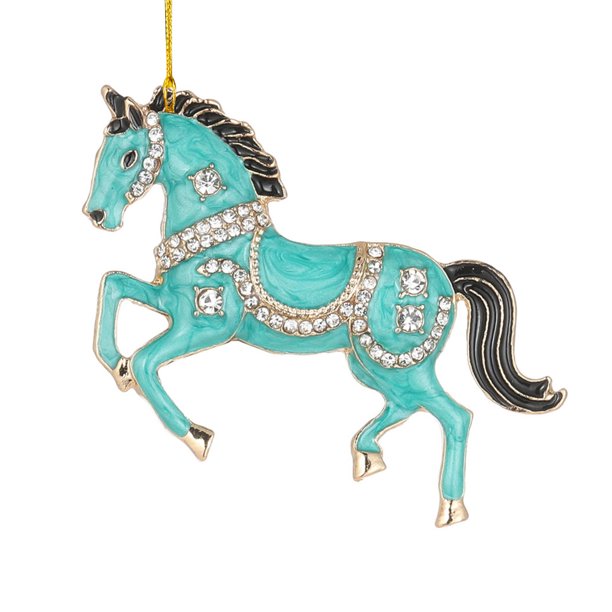 Adornos navideños con forma de caballo Decoración colgante con brillantes en forma de caballo Adorno acrílico para el árbol de Navidad para fiestas de invierno y Navidad Decoración para el hogar