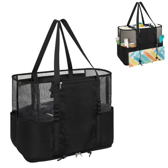 Bolsa de Playa de Malla onemoky Extra Grande para Mujeres con 6 Bolsillos