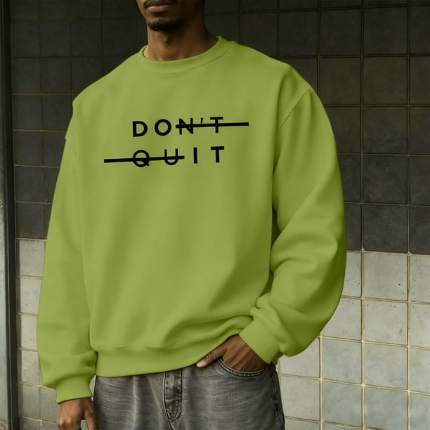 Amzcrzy - Sudadera Para Hombre, Estilo Casual, Con Estampado De Moda, Cuello Redondo, Manga Larga, Color Verde Militar, Talla 2Xl