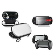 Insten Silver EVA Case+Black Hand Grip+Clear Screen Protector for Sony PS Vita PSV