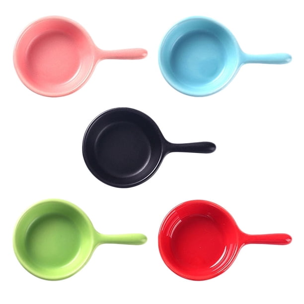 5 piezas de plato de cerámica para salsa, tazas pequeñas para salsa, tazón colorido, plato de acompañamiento para ketchup, plato para condimentos, moldes apilables con asa para ketchup, aperitivos y