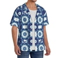 thumbnail image 4 of Wukai Vintage Blue Men's Casual Short-Sleeve Button Down Shirt - Lightweight Summer Dress Shirt for Daily Wear-, 4 of 7