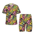 thumbnail image 1 of Balery Colrful Tropical Leaves Conjunto de Pijama Infantil de Manga Corta con Estampado – Ropa de Dormir de Algodón Suave-Large, 1 of 6