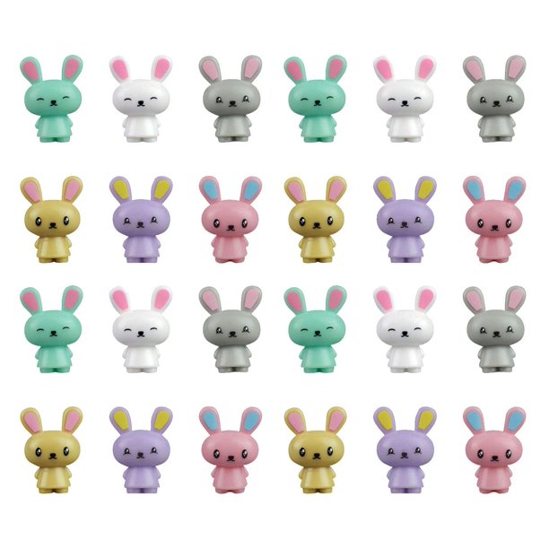 24 Cute Bunny Rabbit Figurines Mini Toys Easter Egg Filler Small