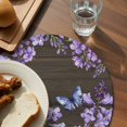 thumbnail image 3 of Purple Flowers Round 13 Inch Placemats Set of 4, Butterfly Spring Floral Wooden Farmhouse HeatResistant Non Slip Place Mats for Dining Table, Wipeable Braided Kitchen Table Mats for Housewarming, 3 of 9