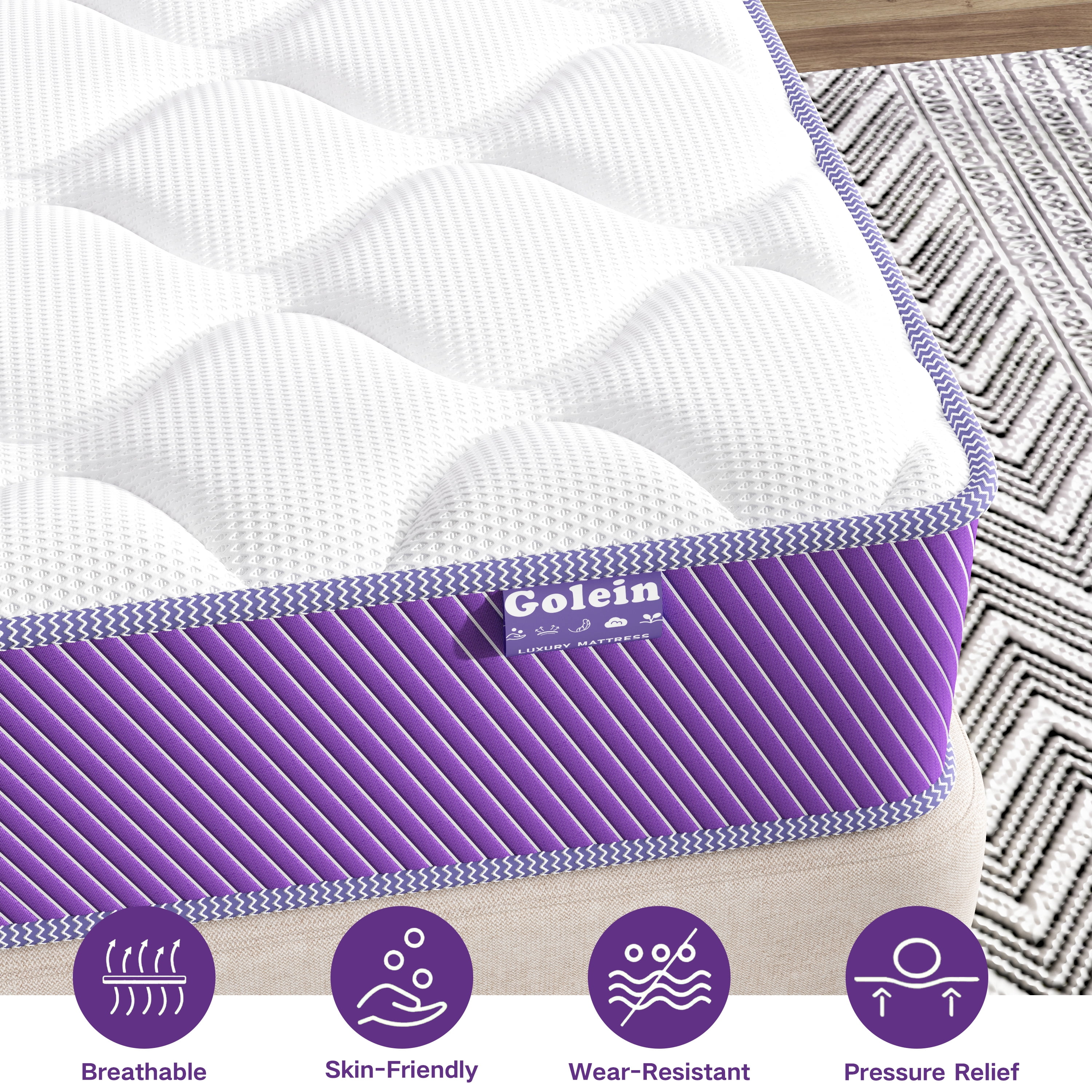Anmiz Full Size Mattress 10 inch Hybrid Mattress in a Box, Certified Safe Foams & Fabric, Pocket Spring, Fiberglass Free, Natural Back Pain Relief & Motion Isolation, Medium Firm Support