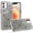 Gold, variant on For iPhone 12 & iPhone 12 Pro Charming Hearts Bling Diamonds Stones Chrome Hybrid Case - Silver