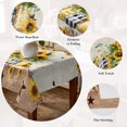 thumbnail image 5 of Sunflower Vintage Table Cloth Waterproof Tablecloths, Farmhouse Floral Botanical Brown Wooden Tablecloth Dining Table Cover for Kitchen Party Tabletop Outdoor, Square Tablecloth 60x60 Inch, 5 of 9