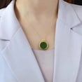 thumbnail image 3 of Lucky Amulet Jewelry Natural Green Jade Round Plate Shape Necklace Pendant, 3 of 5