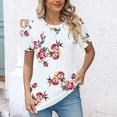 thumbnail image 2 of Hrsba Summer Shirts for Women,Summer Print Pleated Short Sleeve Crewneck Soft Ladies T Shirts Tops, 2 of 5
