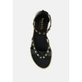thumbnail image 6 of EMMETH Studs Embellished Black Flat Gladiator Sandals, 6 of 7