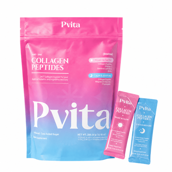 PVITA AMPM Collagen Peptides Powder, Bovine, Unflavored, 28 Count