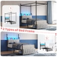 thumbnail image 3 of EnHomee Canopy Bed Frame Twin with Headboard Upholstered Bed Frame with 2 Storage Drawers & LED Lights & Charging Station & 4 Removable Posts,Grey, 3 of 9