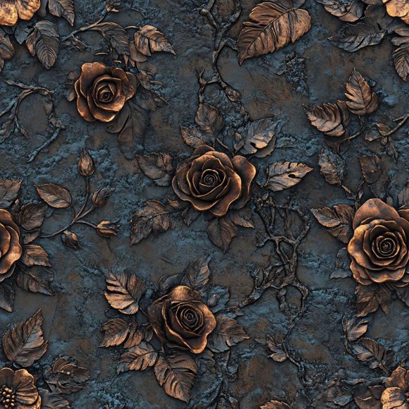 Papel tapiz LaiTique Baroque Rose Floral Bronce 45x300 cm